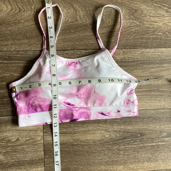 NWT 2 Piece Seamless Yoga Set 7/8 Legging and Bralette Lavender and White Small - Picture 7 of 8